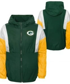 Adidas Reebok Green Bay Packers Two Man Rush Clr Block Windbreaker