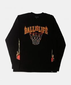 Ball Is Life On Fire Long Sleeve T-Shirt Basketball