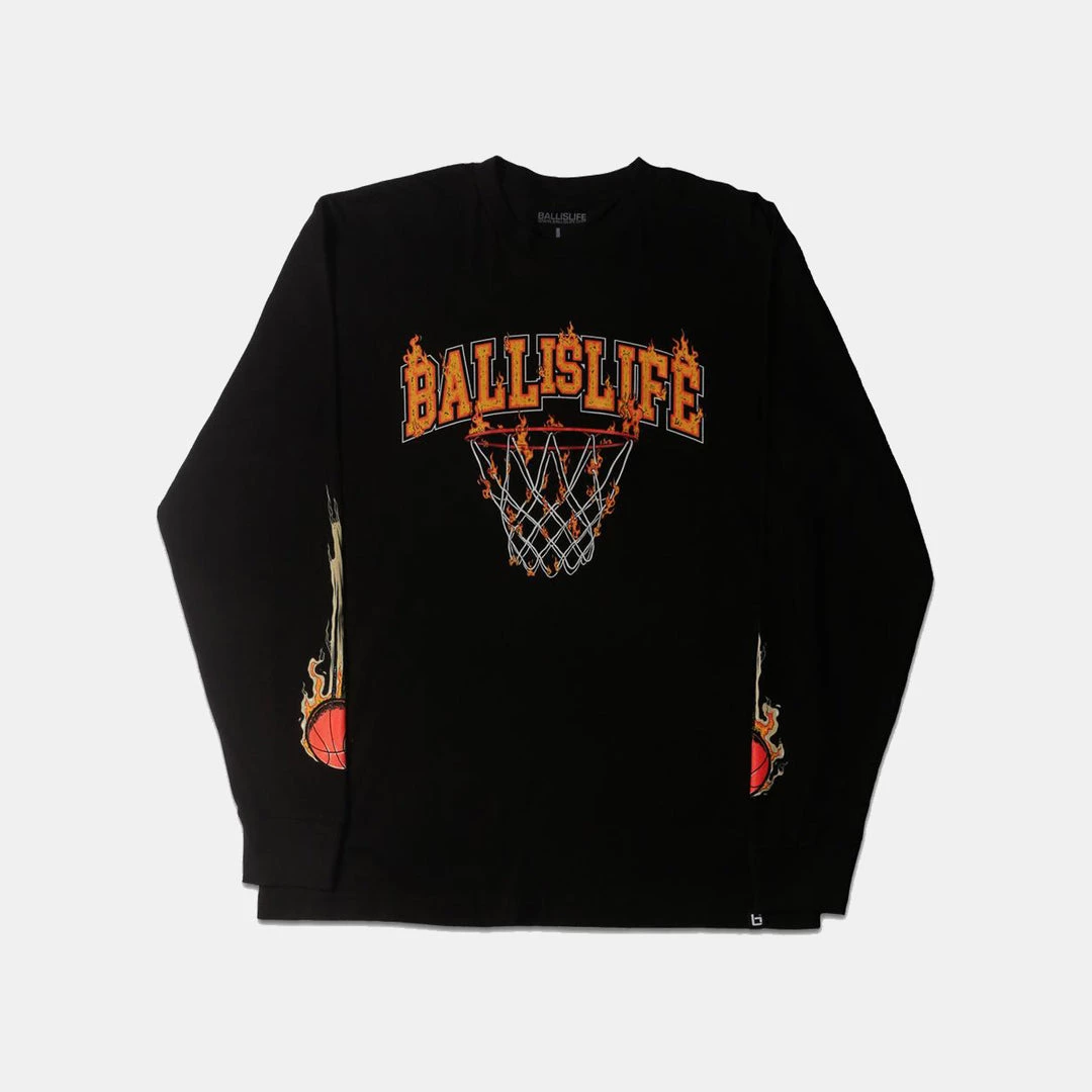Ball Is Life On Fire Long Sleeve T-Shirt Basketball 1 Ball Is Life On Fire Long Sleeve T-Shirt Basketball