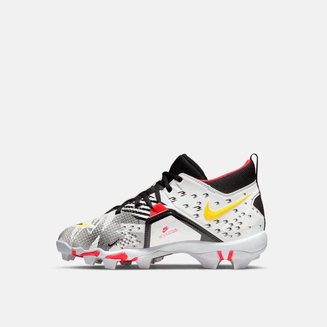 Nike Youth Alpha Menace 3 Shark Russell Wilson Football Cleats, White/Optic Yellow-Crimson 2 Nike Youth Alpha Menace 3 Shark Russell Wilson Football Cleats, White/Optic Yellow-Crimson